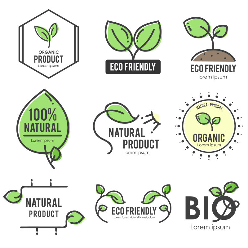创意矢量生态绿叶元素标志设计