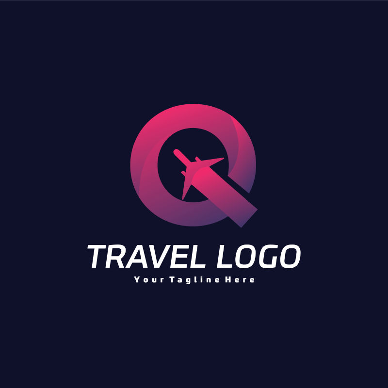创意矢量旅行主题的字母q标志设计