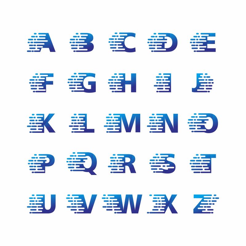 抽象矢量速度线元素的字母标志设计