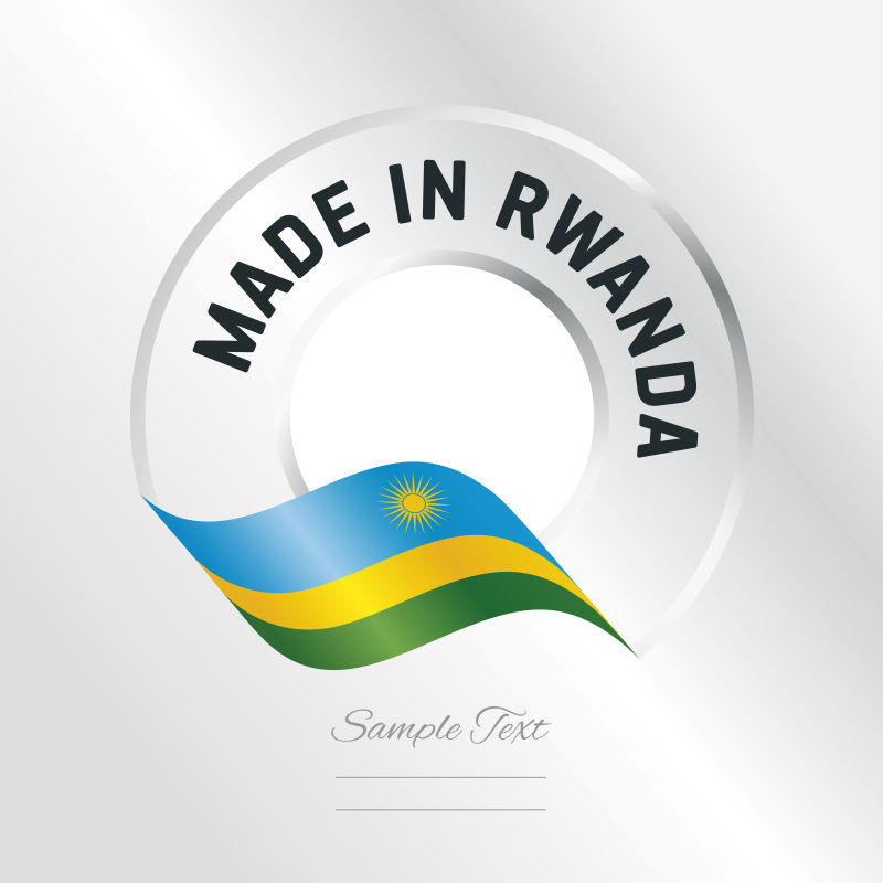 创意矢量卢旺达制造标签设计