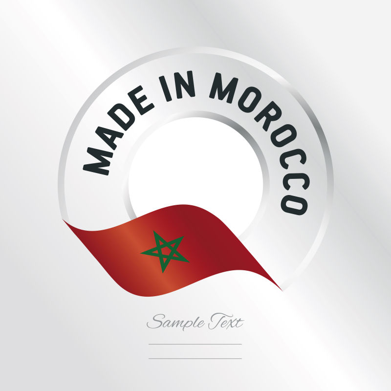 矢量抽象现代摩洛哥制造标签设计