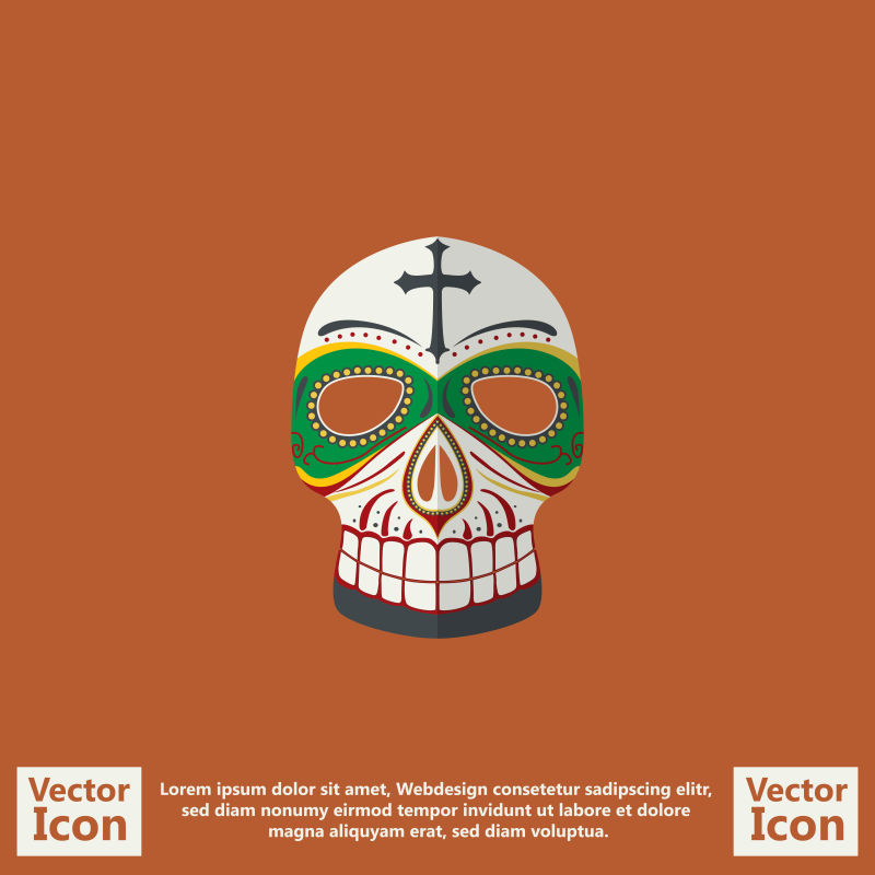 抽象矢量现代墨西哥装饰风格面具设计
