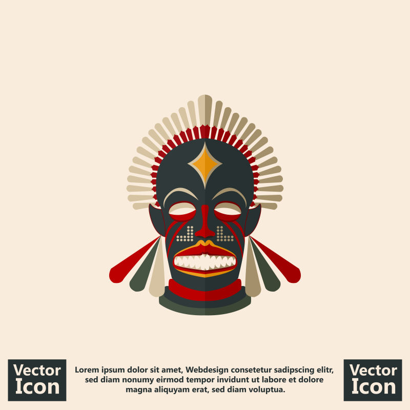 抽象矢量印第安风格的面具设计