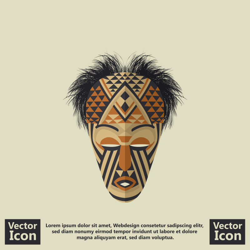 抽象矢量印第安风格的面具设计插图