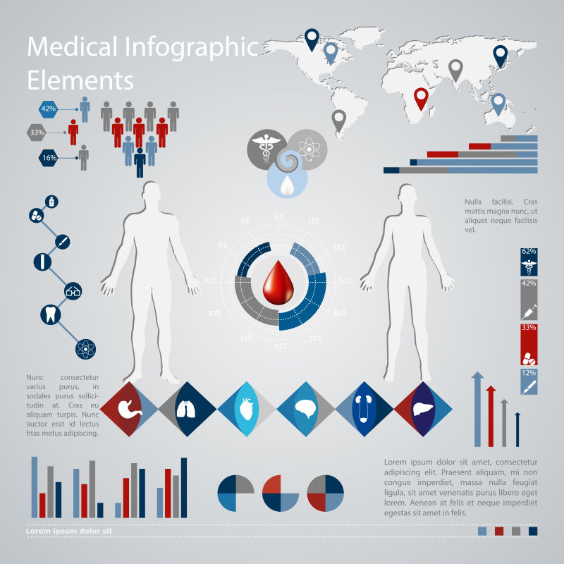 创意矢量现代人体医学主题信息图表设计