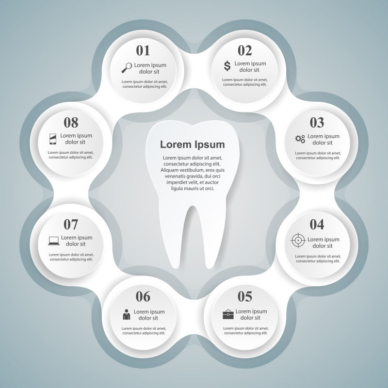 创意矢量现代牙齿元素的信息图表设计