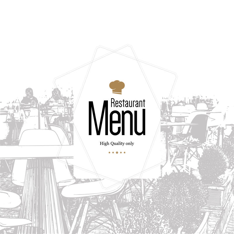 抽象矢量单色餐厅元素的菜单设计