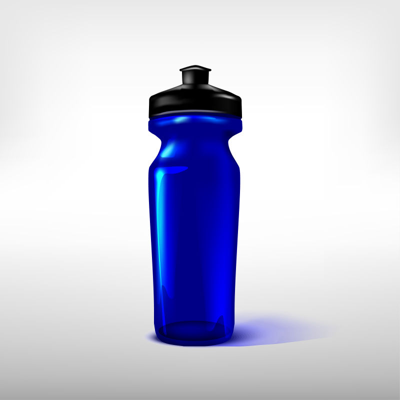 运动水壶塑料蓝矢量插图