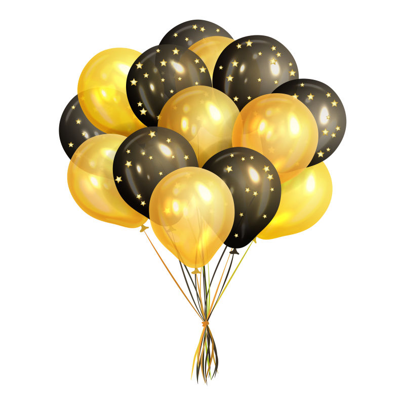 抽象矢量黑色金色气球设计