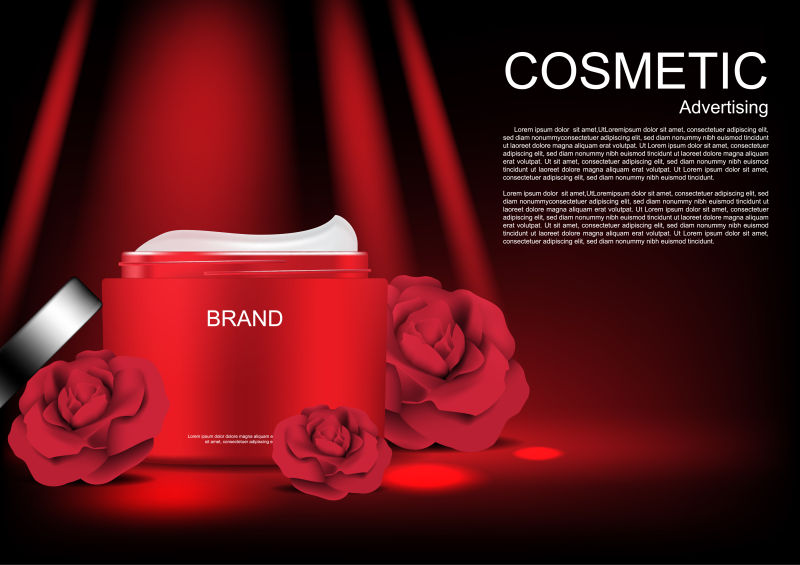 抽象矢量现代玫瑰成分的护肤品海报设计