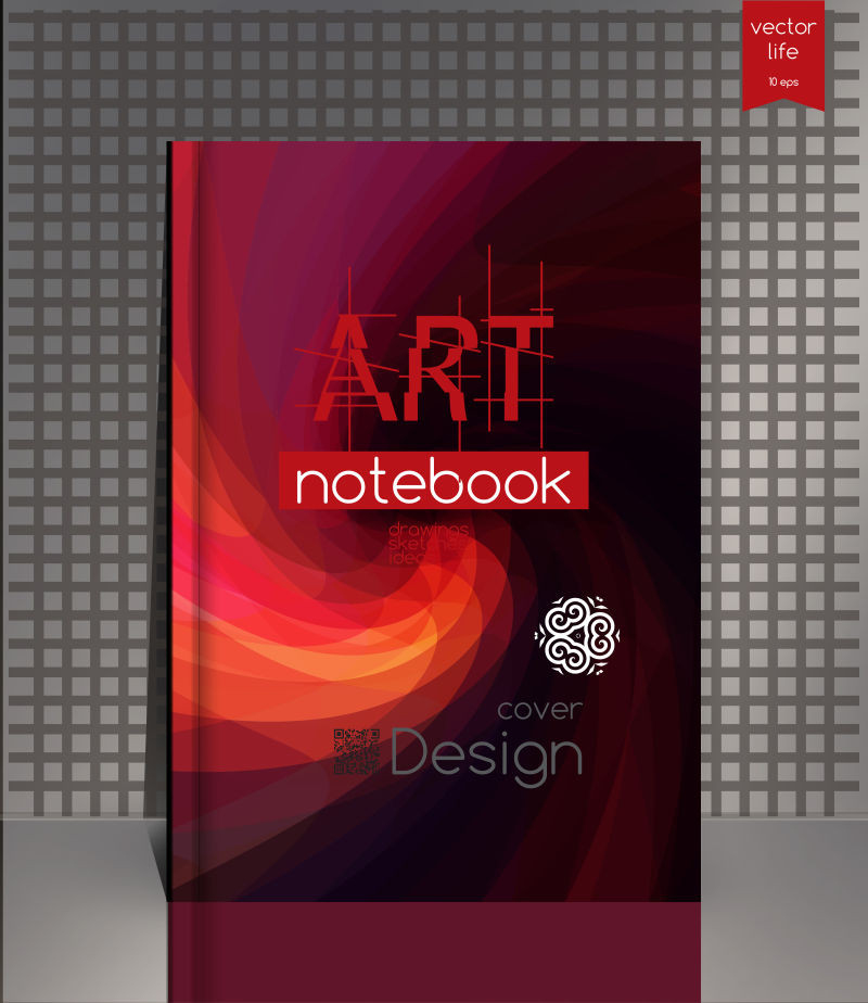 矢量创意现代红色几何风格的书刊封面设计