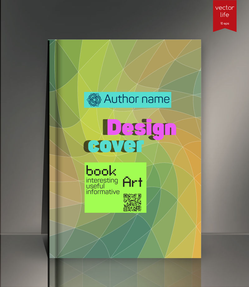 创意矢量黄绿几何风格的书刊封面设计