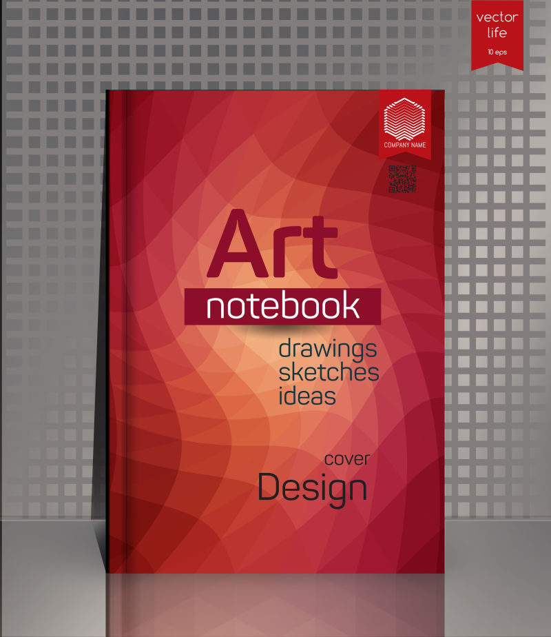 创意矢量现代红色几何风格的书刊封面设计