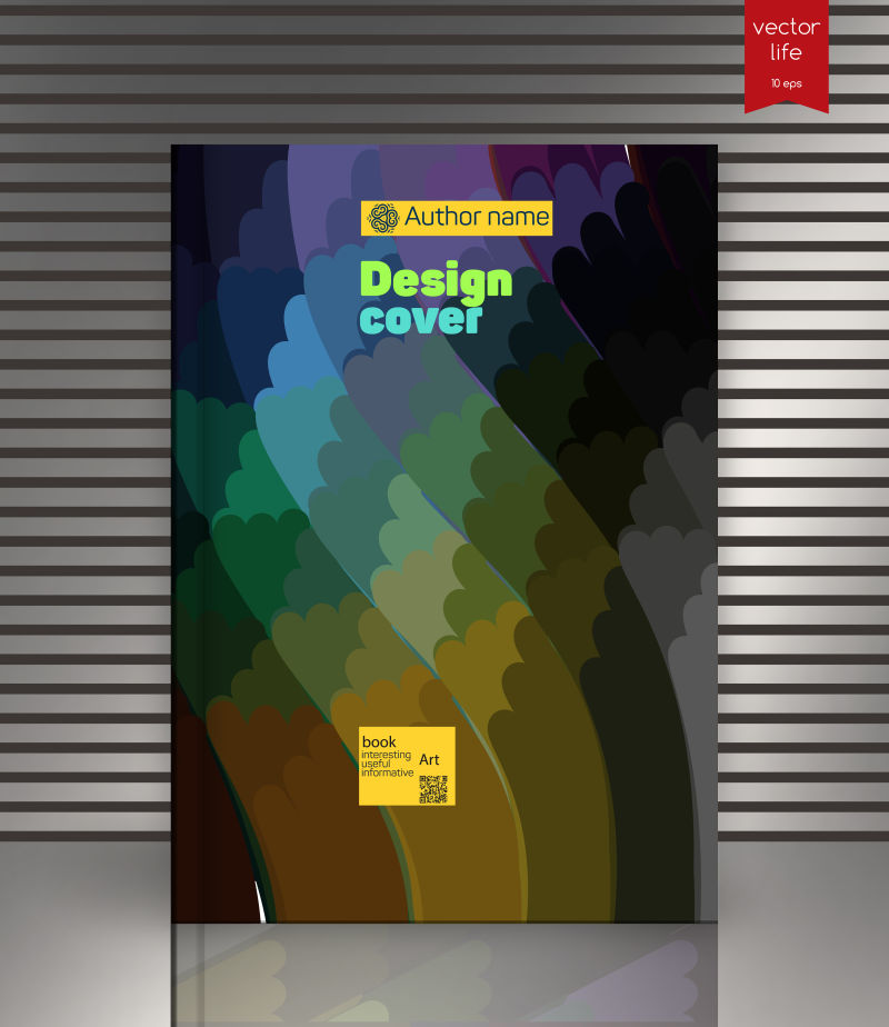 创意矢量彩色色块元素的书刊封面设计