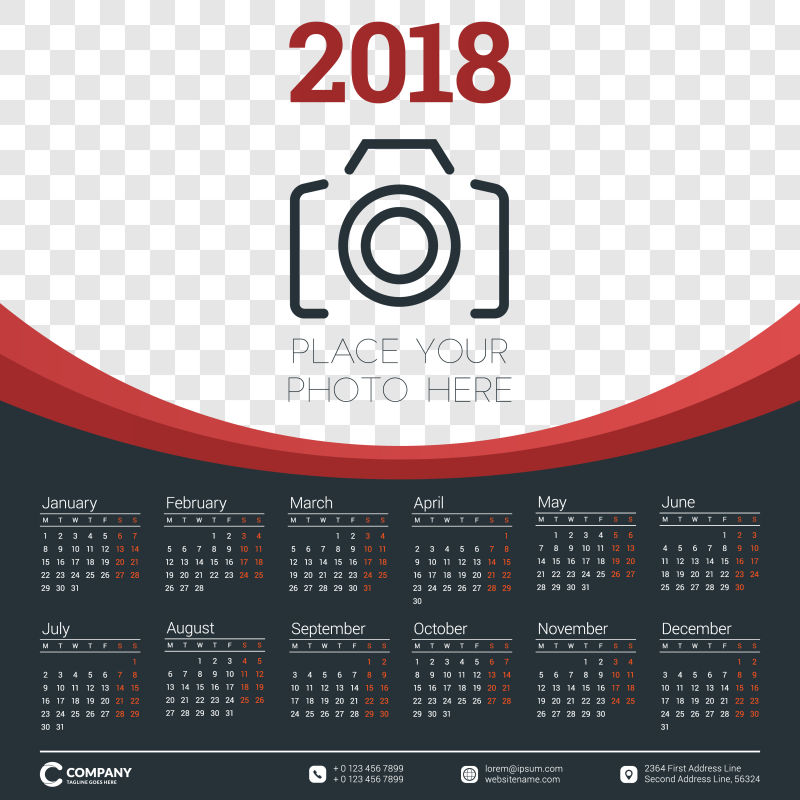 创意矢量2018年度日历设计