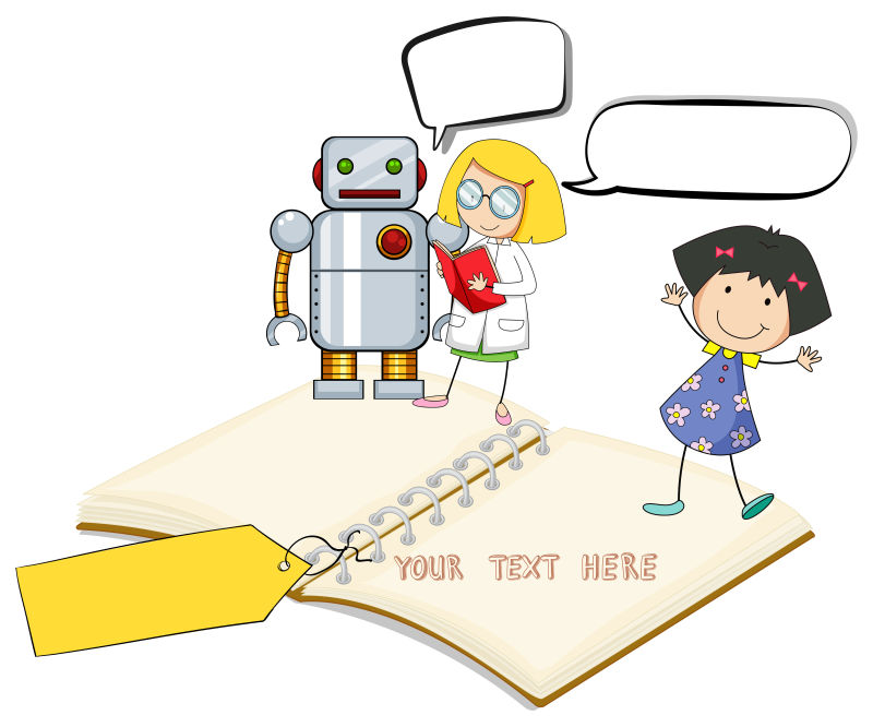 快乐儿童与机器人纸质模板