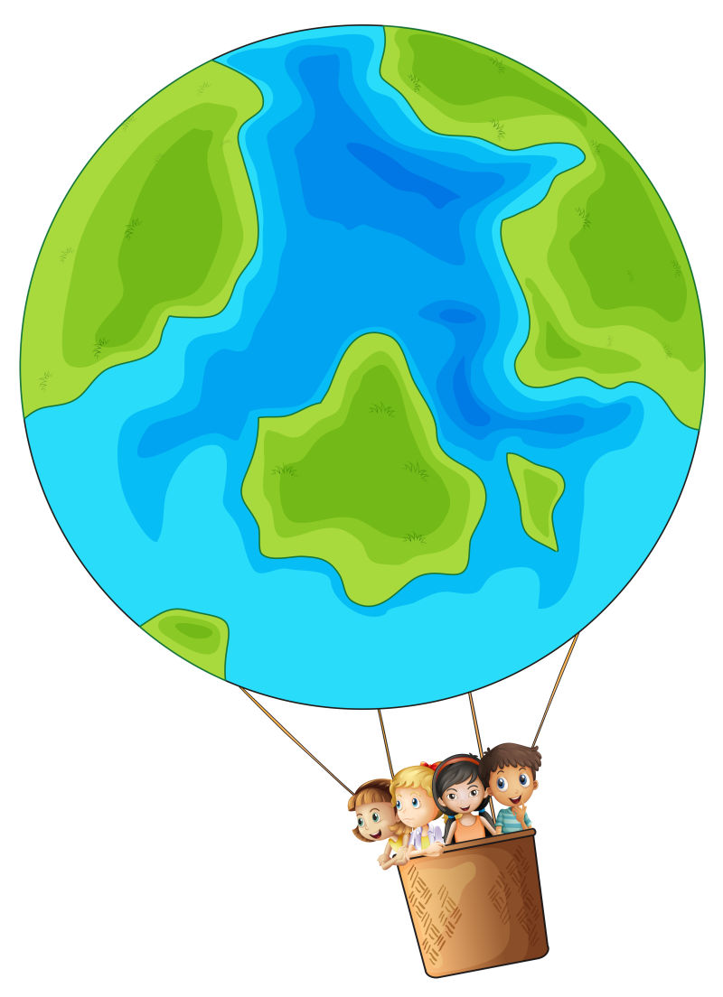 孩子们骑着大气球