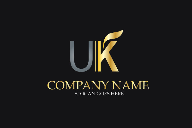 抽象矢量商业字母UK标志设计