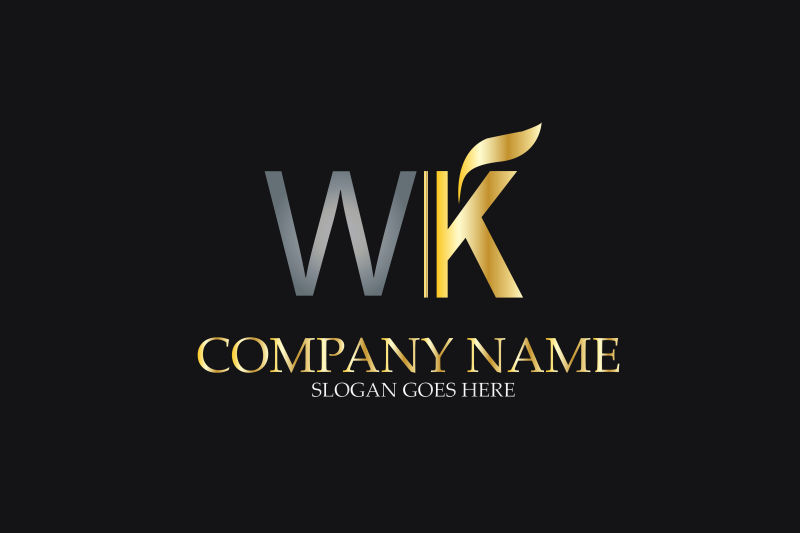 创意矢量商业字母wk标志设计