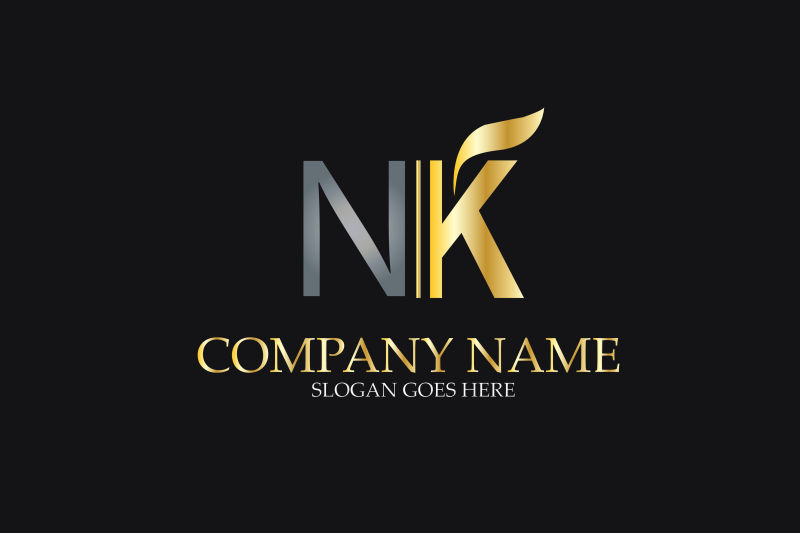 创意矢量现代商业字母nk标志设计