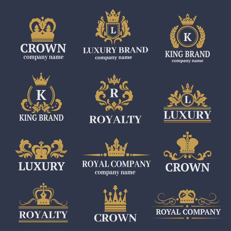豪华精品书法标识最好选择收藏酒店品牌标识和顶部纹章高级徽章设计皇冠矢量插图