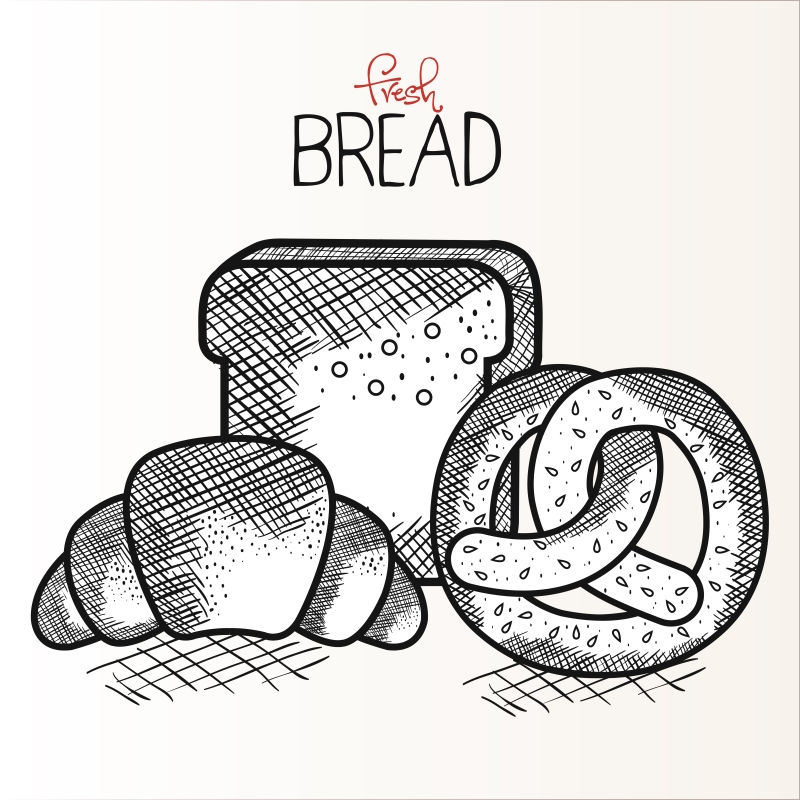 创意矢量现代手绘面包设计