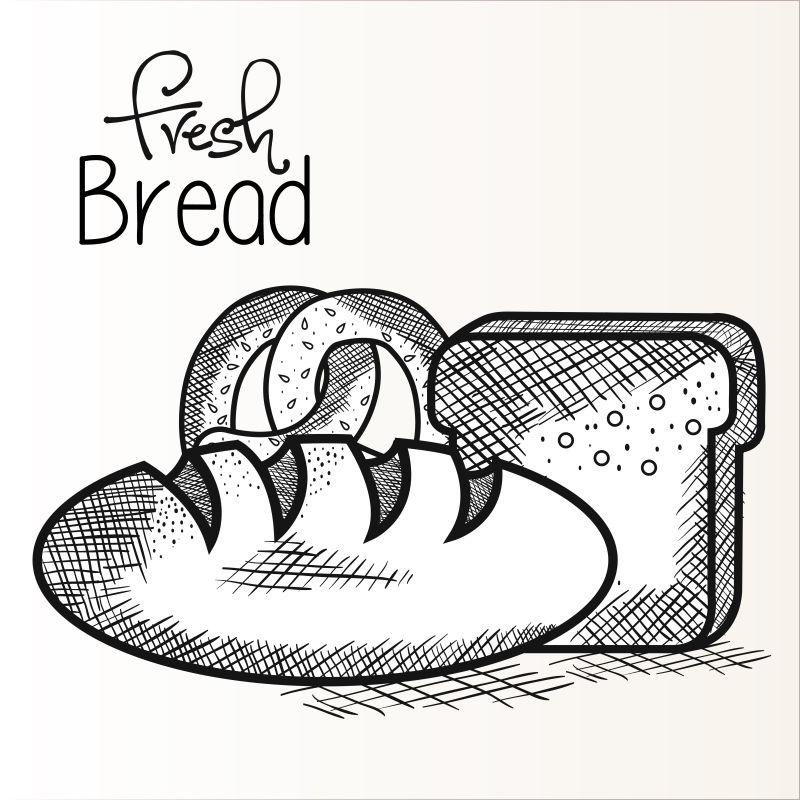 创意矢量手绘风格的面包元素