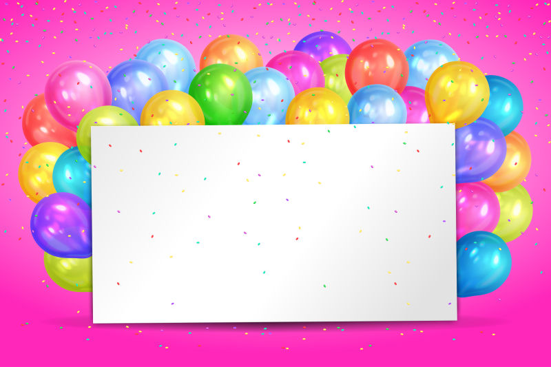 矢量现代彩色气球元素的平面创意贺卡设计