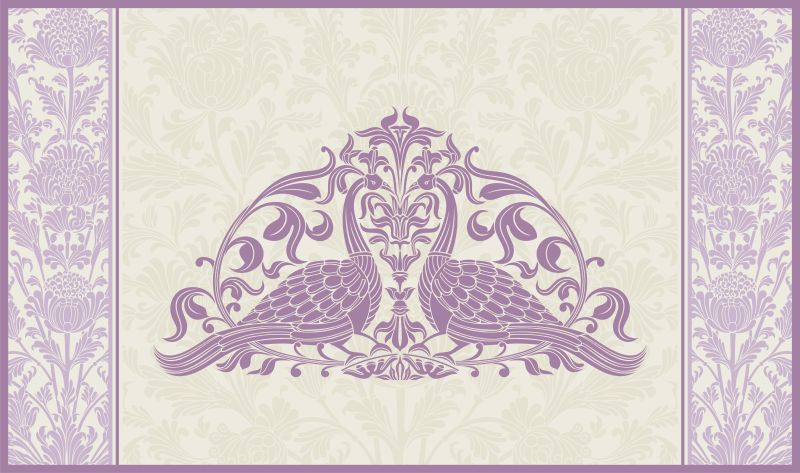 创意矢量现代紫色装饰风格的孔雀元素平面插图设计