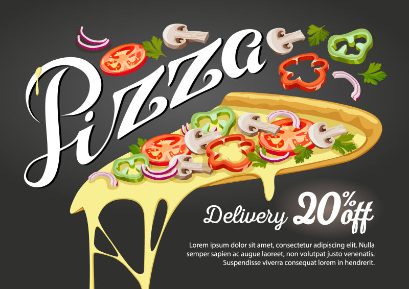 抽象矢量现代披萨店元素销售菜单设计
