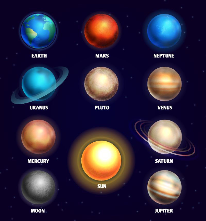 抽象矢量太阳系行星设计