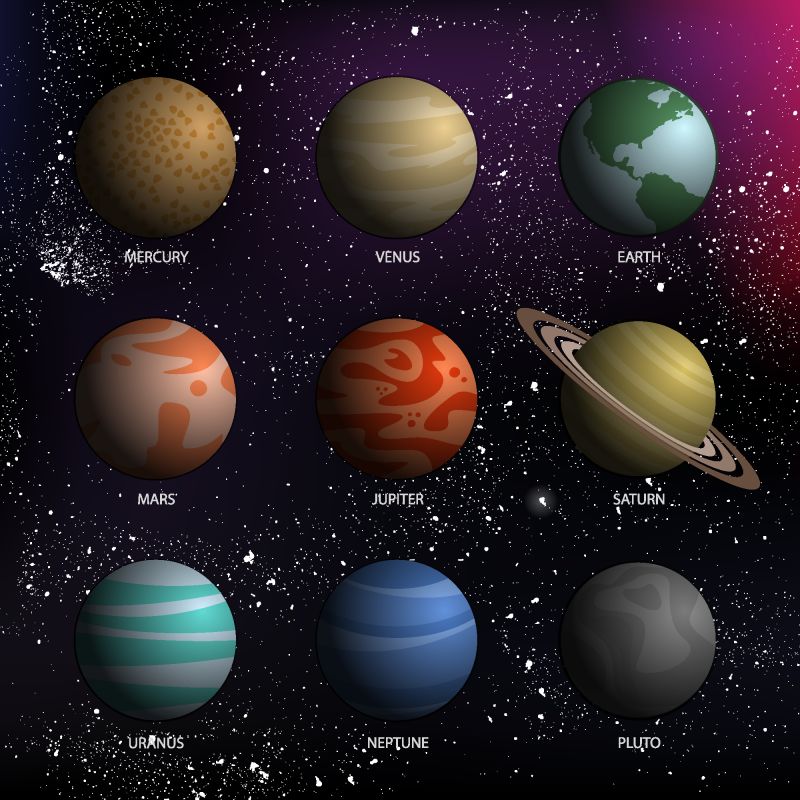 创意矢量九大行星设计插图