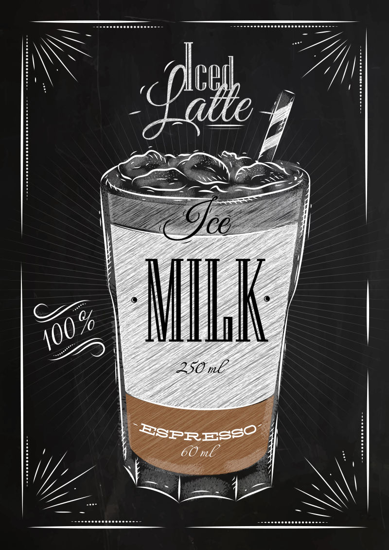 抽象矢量现代咖啡元素手绘海报设计
