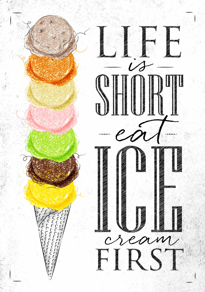 创意矢量古典风格的冰淇淋主题海报设计