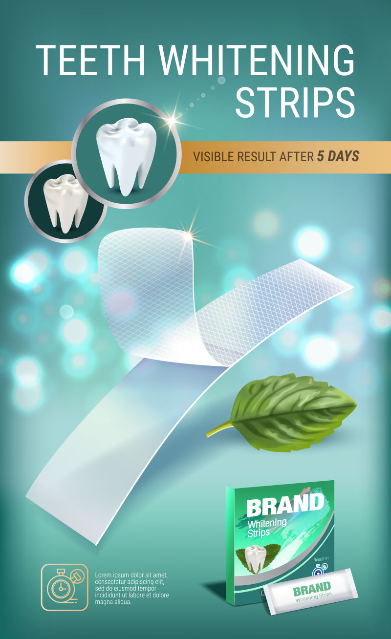 创意矢量薄荷味的牙齿美白广告设计