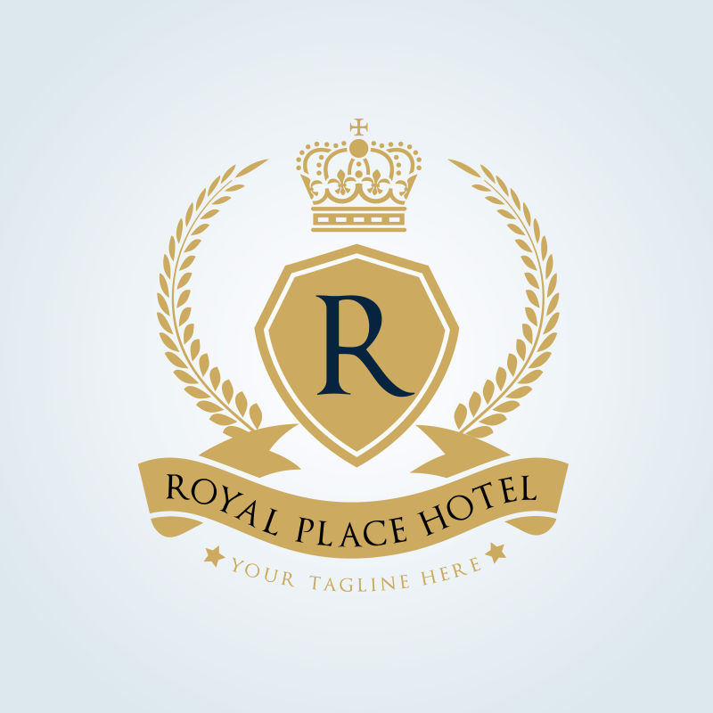 酒店标志-奢华的王冠标志-国王和皇家品牌标识-矢量图解