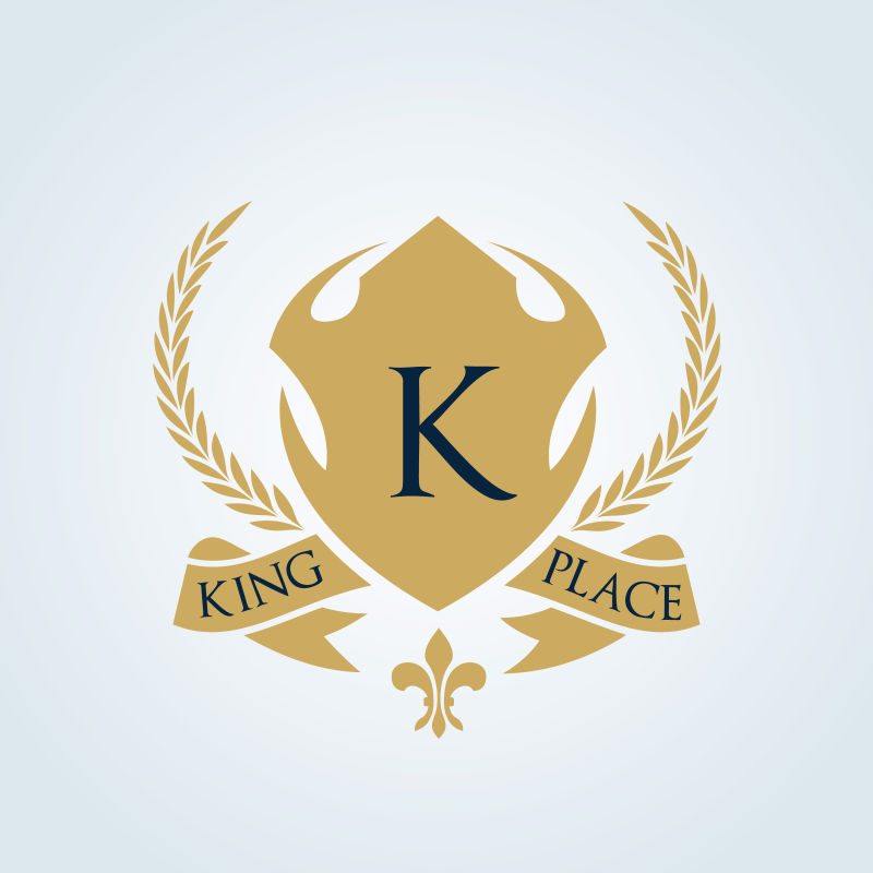 酒店标志-奢华的王冠标志-国王和皇家品牌标识-矢量图解