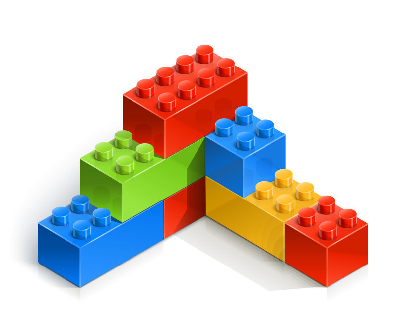 抽象矢量堆起的积木玩具插图