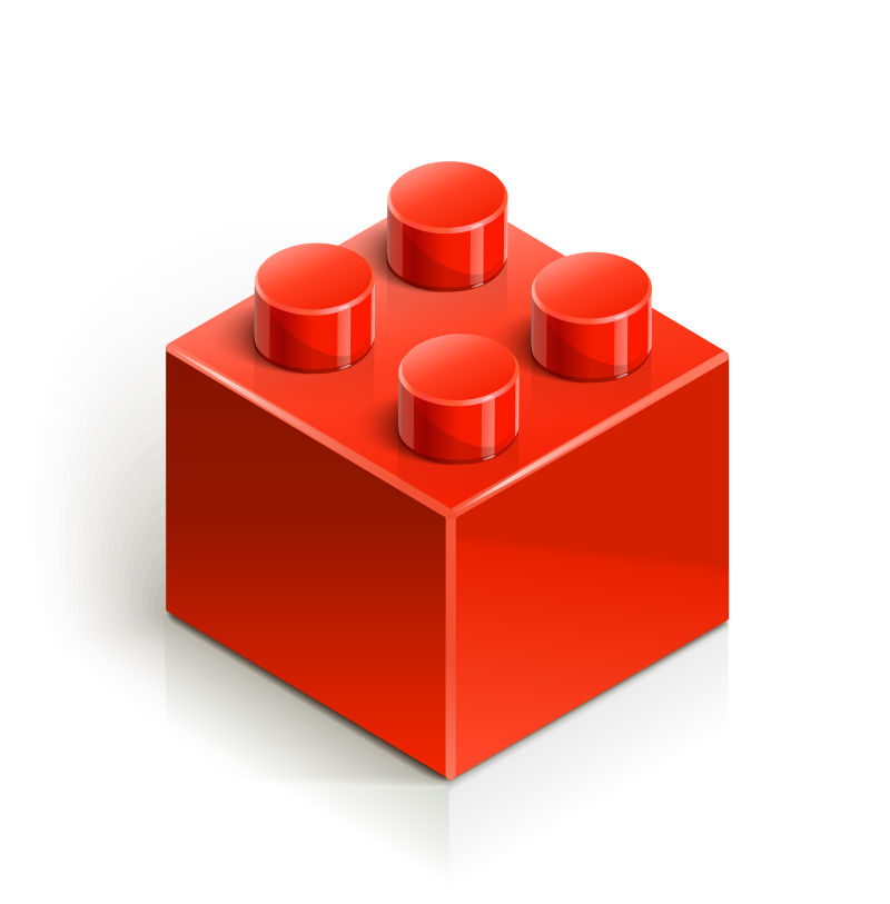 抽象矢量红色积木设计