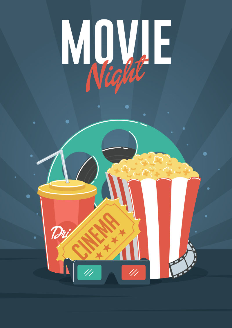 电影之夜可用于传单海报横幅广告和网站背景