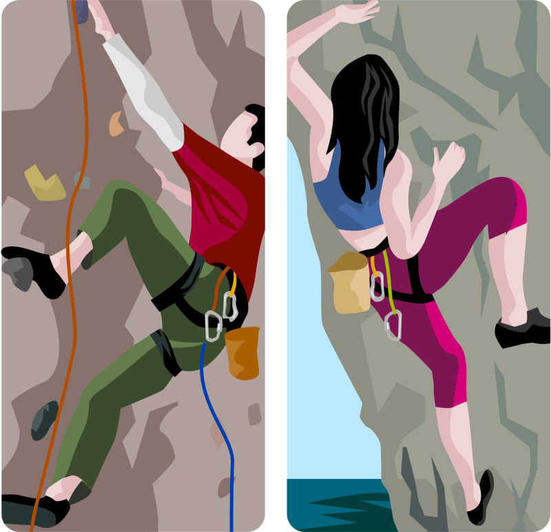 抽象矢量现代攀岩运动平面插图设计