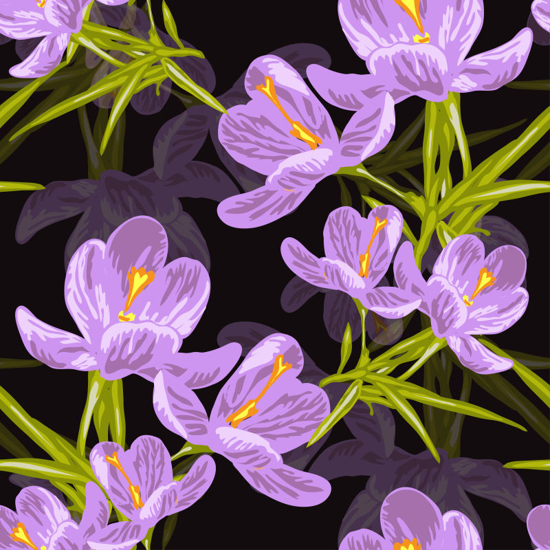 矢量现代紫色花卉元素无缝设计背景