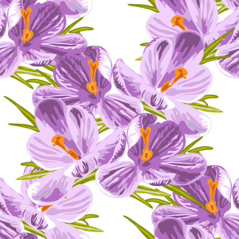 创意矢量现代紫色花卉元素无缝背景设计