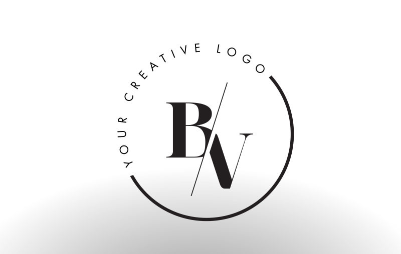 矢量切割风格的字母bv标志设计
