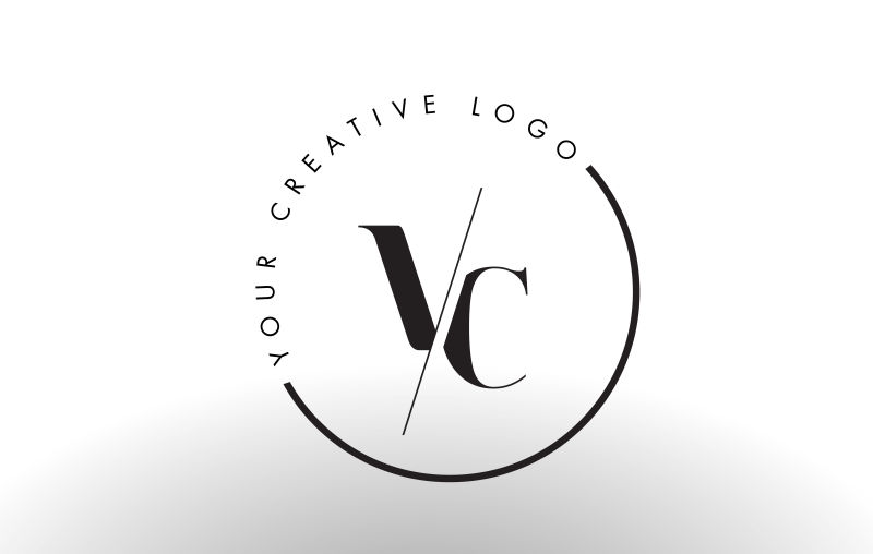 矢量切割风格的字母vc标志设计