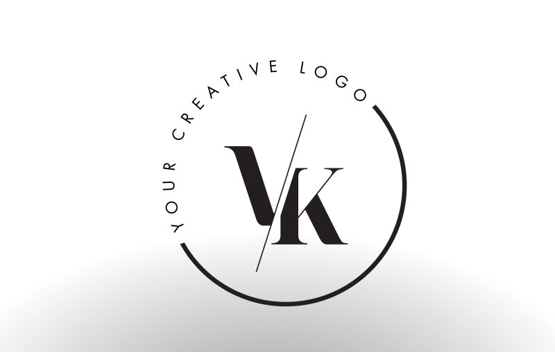 矢量切割风格的字母vk标志设计