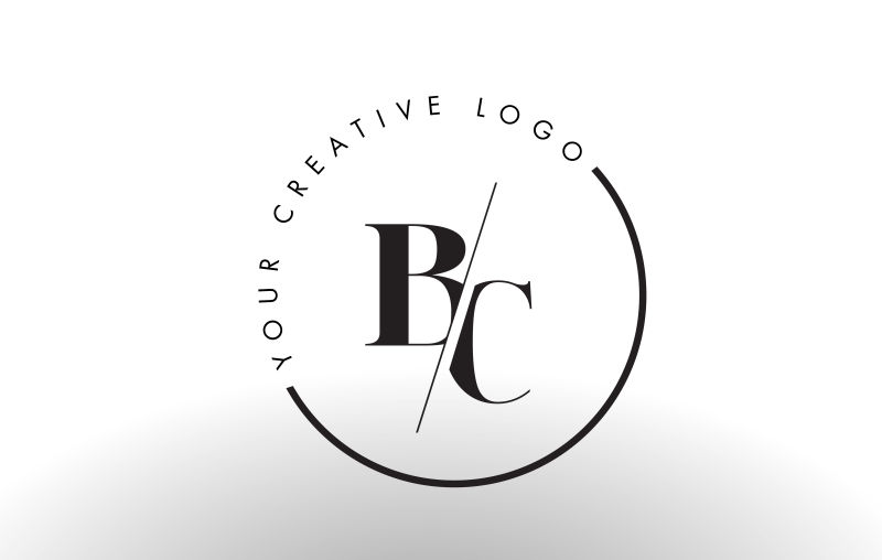 矢量切割风格的字母bc标志设计