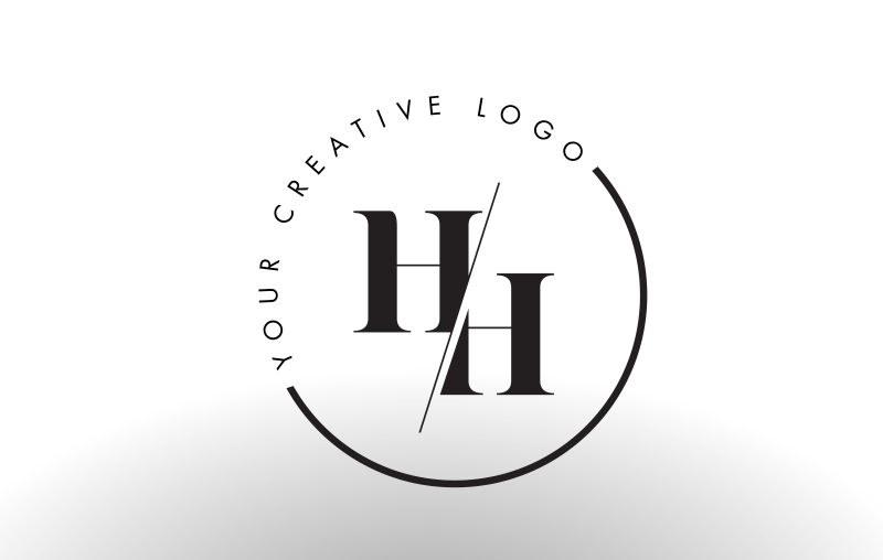 矢量切割风格的字母hh标志设计