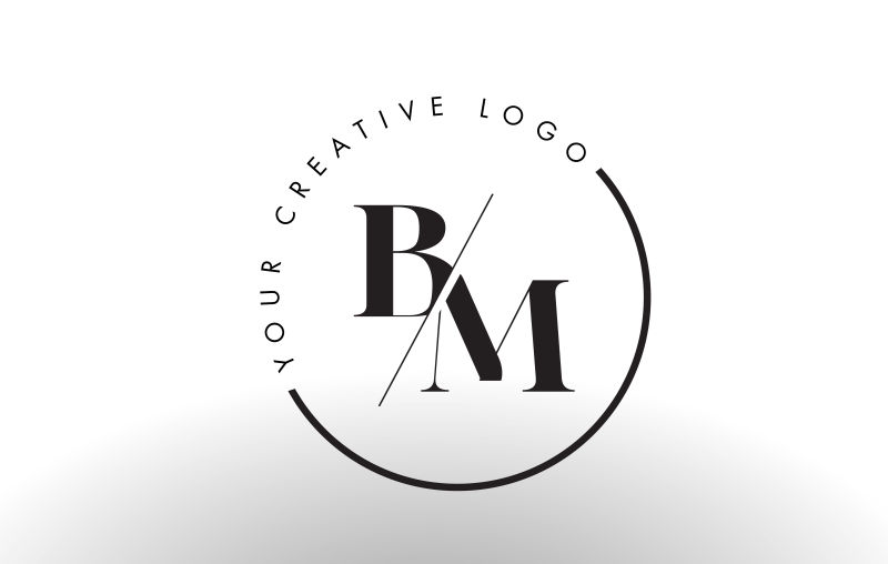 矢量切割风格的字母bm标志设计