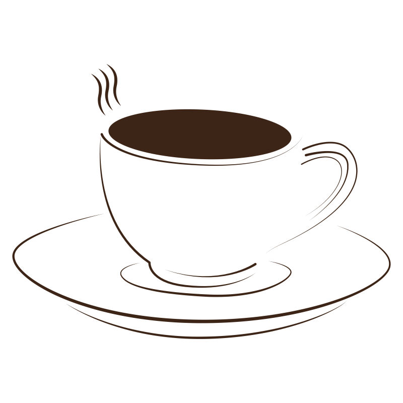 隔离抽象咖啡杯标志-矢量插图
